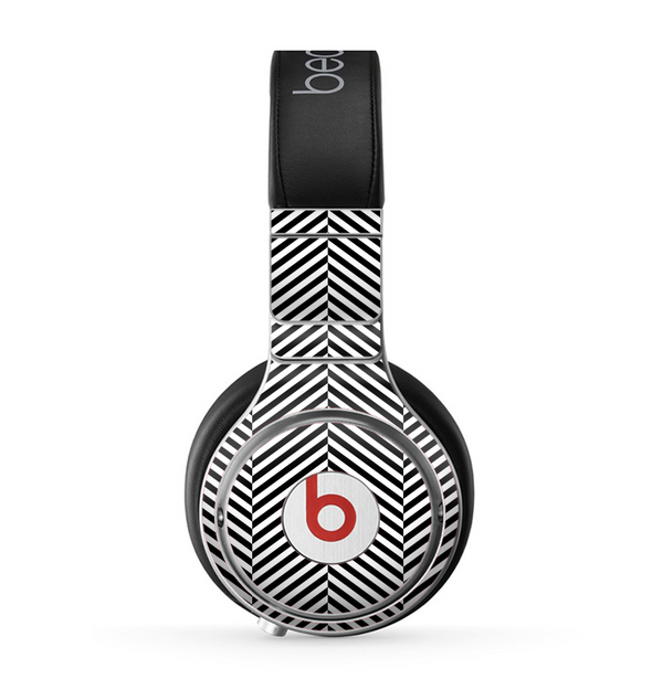 The Black and White Opposite Stripes Skin for the Beats by Dre Pro Headphones