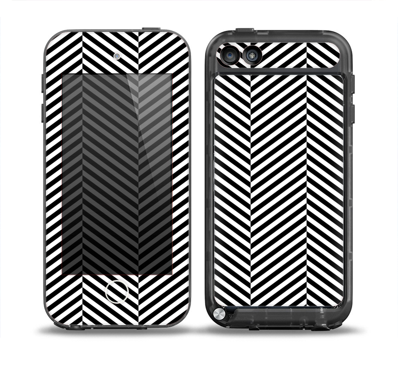 The Black and White Opposite Stripes Skin for the iPod Touch 5th Generation frē LifeProof Case