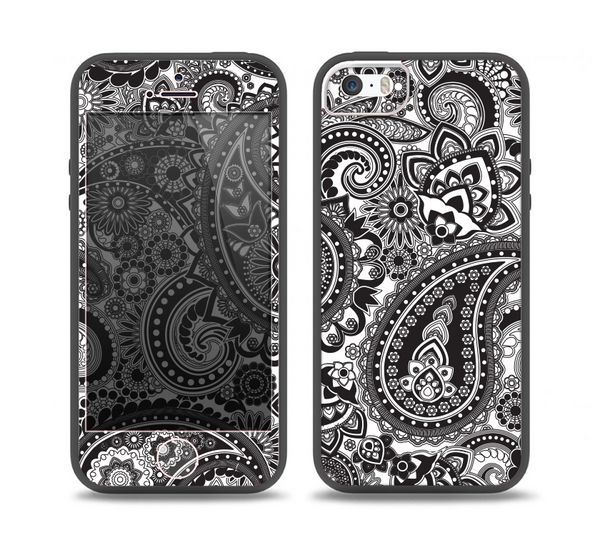 The Black and White Paisley Pattern V6 Skin Set for the iPhone 5-5s Skech Glow Case