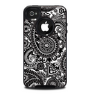 The Black and White Paisley Pattern V6 Skin for the iPhone 4-4s OtterBox Commuter Case