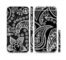 The Black and White Paisley Pattern v14 Sectioned Skin Series for the Apple iPhone 6s Plus