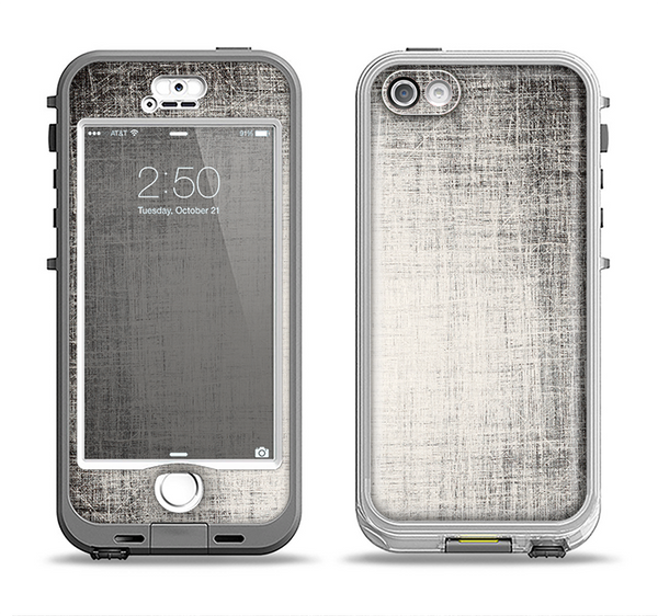 The Black and White Scratched Texture Apple iPhone 5-5s LifeProof Nuud Case Skin Set