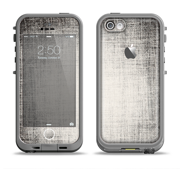 The Black and White Scratched Texture Apple iPhone 5c LifeProof Fre Case Skin Set