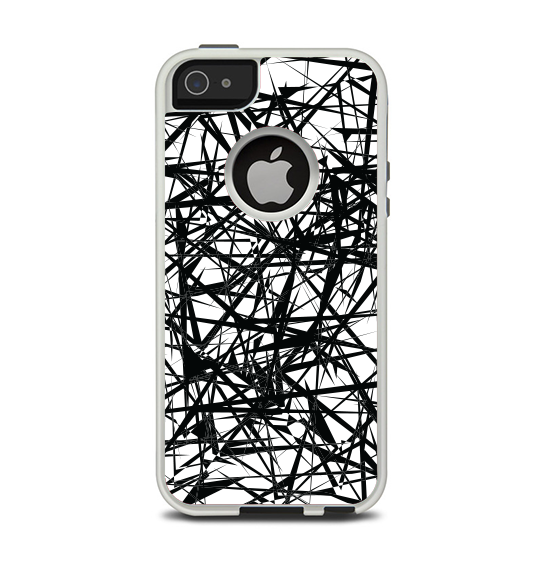 The Black and White Shards Apple iPhone 5-5s Otterbox Commuter Case Skin Set