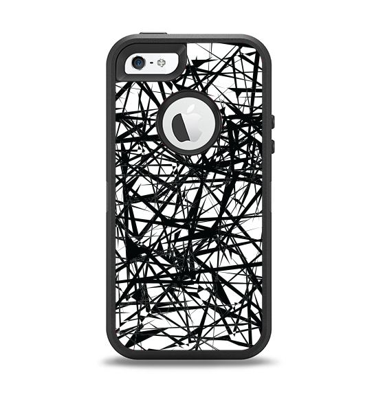 The Black and White Shards Apple iPhone 5-5s Otterbox Defender Case Skin Set