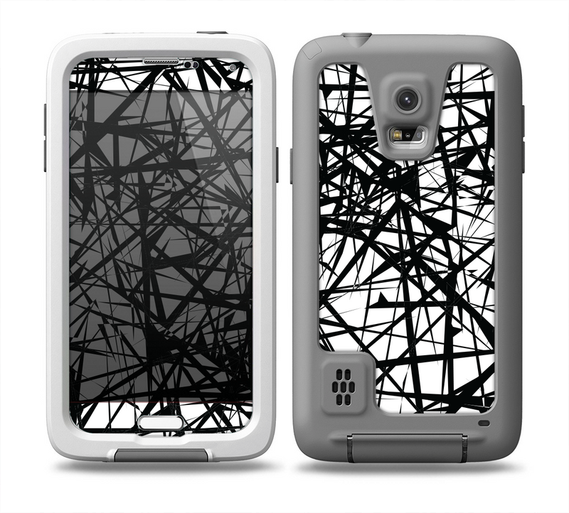 The Black and White Shards Skin for the Samsung Galaxy S5 frē LifeProof Case