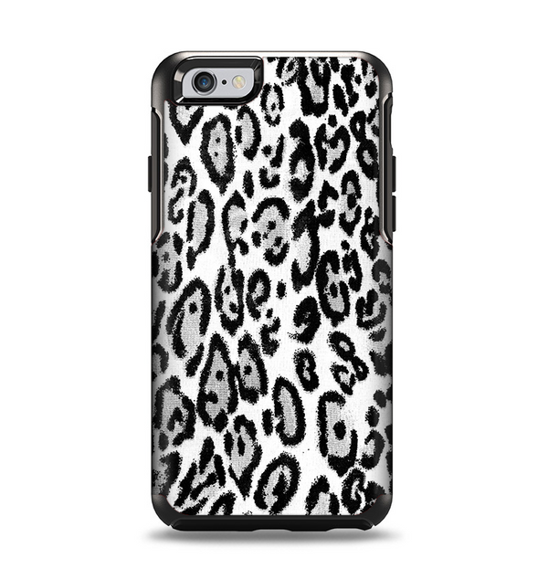 The Black and White Snow Leopard Pattern Apple iPhone 6 Otterbox Symmetry Case Skin Set