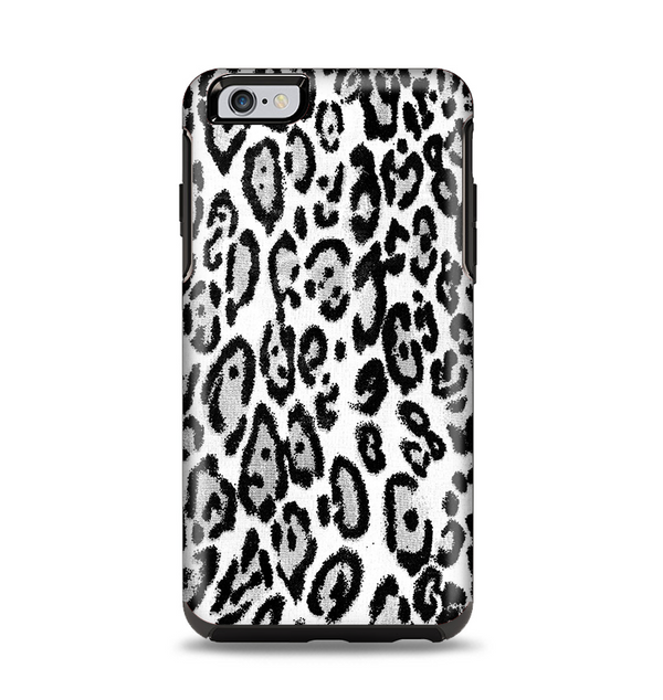 The Black and White Snow Leopard Pattern Apple iPhone 6 Plus Otterbox Symmetry Case Skin Set