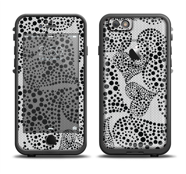The Black and White Spotted Hearts Apple iPhone 6/6s Plus LifeProof Fre Case Skin Set