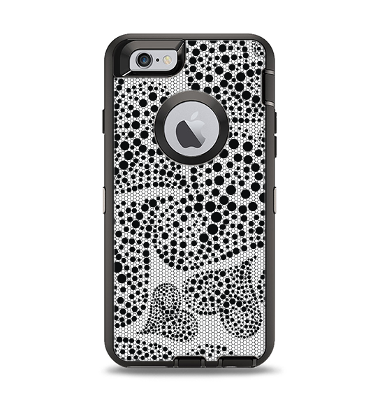 The Black and White Spotted Hearts Apple iPhone 6 Otterbox Defender Case Skin Set