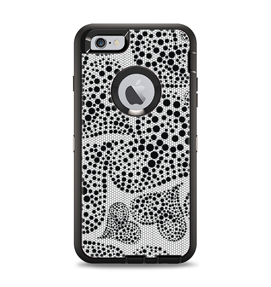 The Black and White Spotted Hearts Apple iPhone 6 Plus Otterbox Defender Case Skin Set