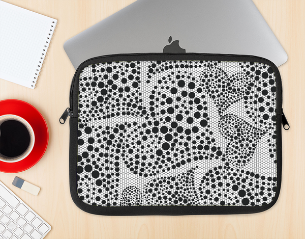 The Black and White Spotted Hearts Ink-Fuzed NeoPrene MacBook Laptop Sleeve