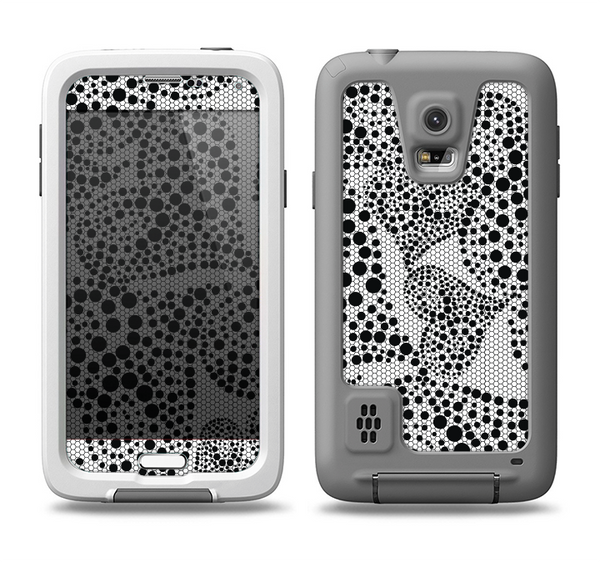 The Black and White Spotted Hearts Samsung Galaxy S5 LifeProof Fre Case Skin Set