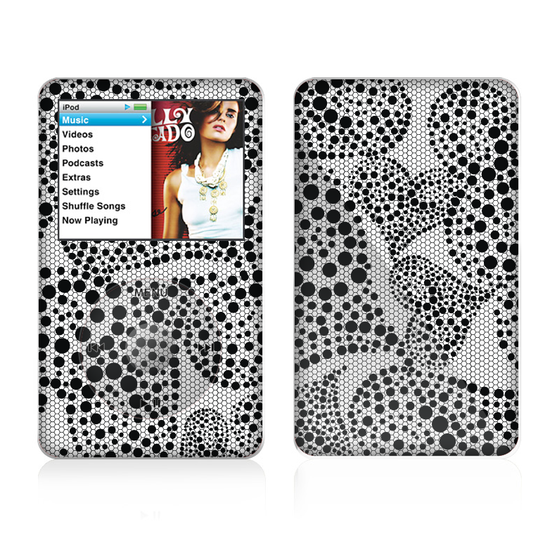 The Black and White Spotted Hearts Skin For The Apple iPod Classic