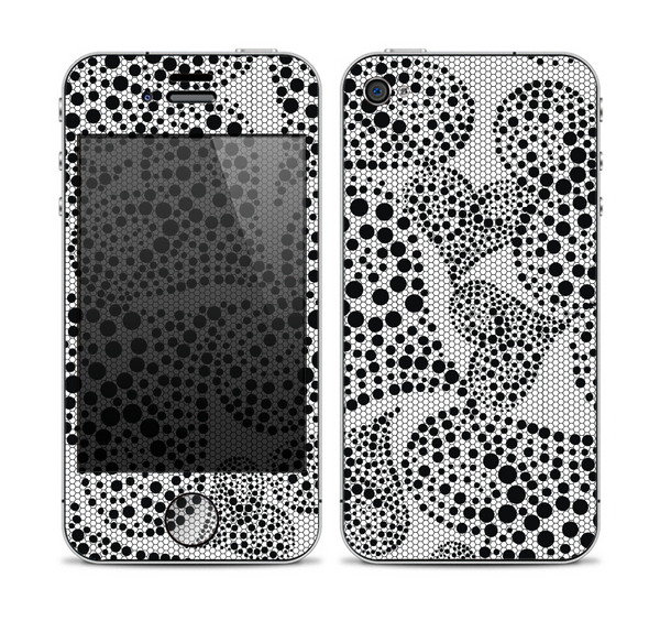 The Black and White Spotted Hearts Skin for the Apple iPhone 4-4s