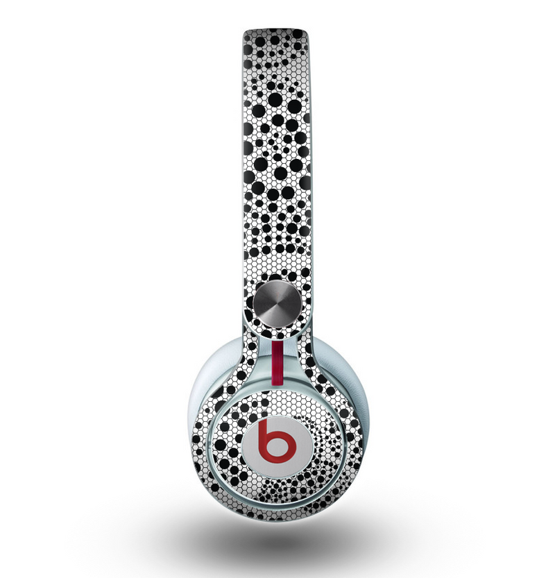 The Black and White Spotted Hearts Skin for the Beats by Dre Mixr Headphones