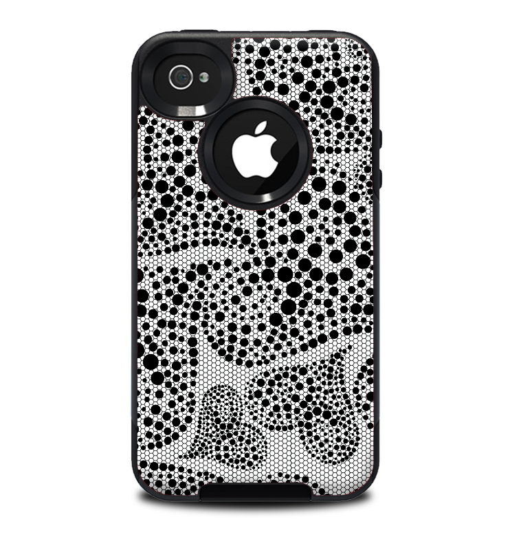 The Black and White Spotted Hearts Skin for the iPhone 4-4s OtterBox Commuter Case
