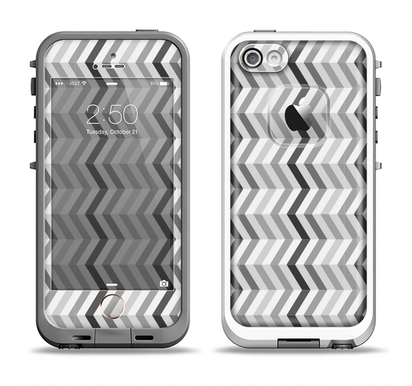 The Black and White Thin Lined ZigZag Pattern Apple iPhone 5-5s LifeProof Fre Case Skin Set