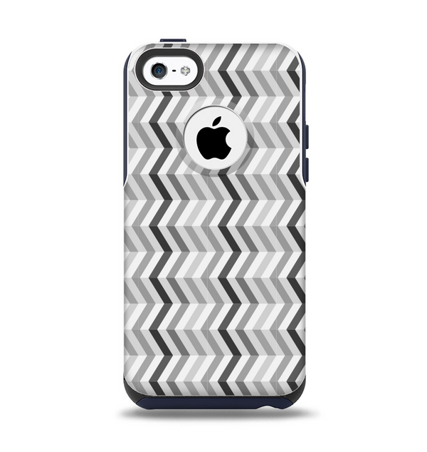 The Black and White Thin Lined ZigZag Pattern Apple iPhone 5c Otterbox Commuter Case Skin Set