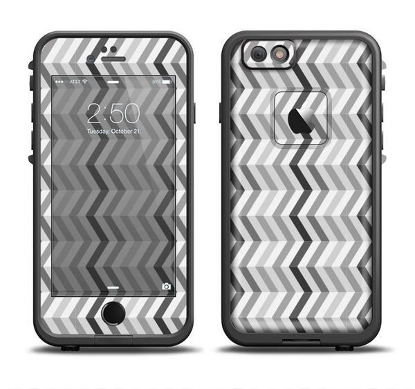 The Black and White Thin Lined ZigZag Pattern Apple iPhone 6/6s Plus LifeProof Fre Case Skin Set