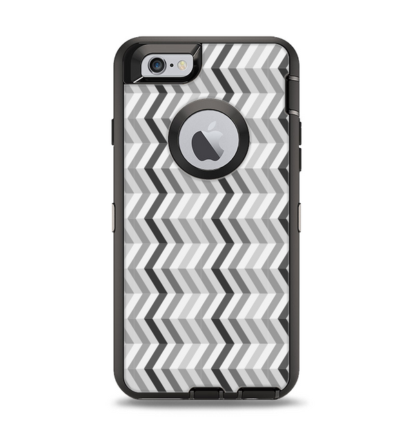 The Black and White Thin Lined ZigZag Pattern Apple iPhone 6 Otterbox Defender Case Skin Set