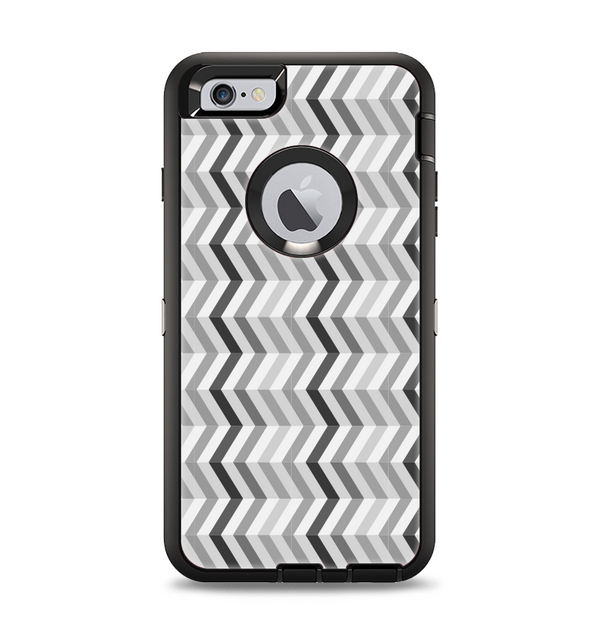 The Black and White Thin Lined ZigZag Pattern Apple iPhone 6 Plus Otterbox Defender Case Skin Set