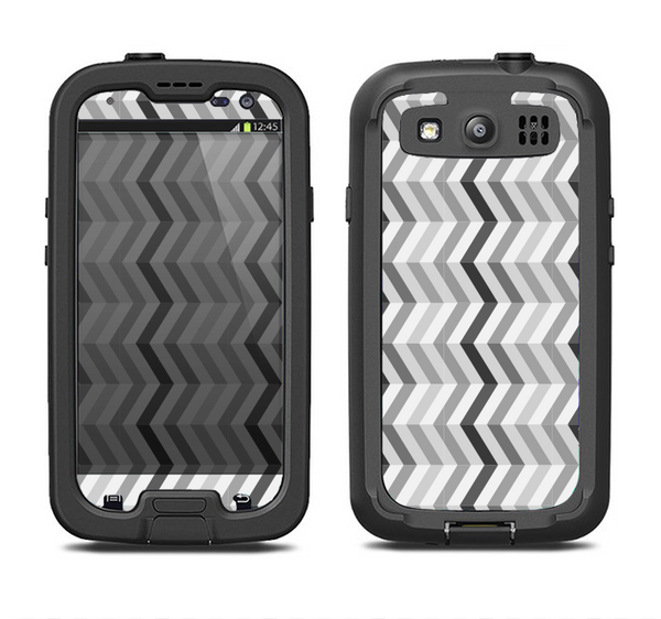 The Black and White Thin Lined ZigZag Pattern Samsung Galaxy S3 LifeProof Fre Case Skin Set