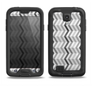 The Black and White Thin Lined ZigZag Pattern Samsung Galaxy S4 LifeProof Fre Case Skin Set