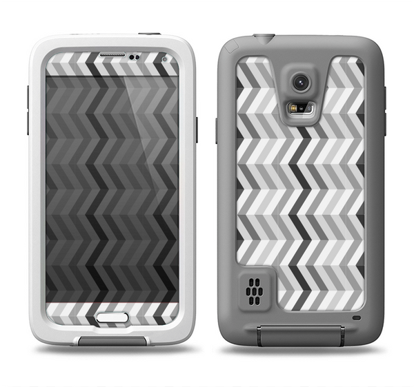 The Black and White Thin Lined ZigZag Pattern Samsung Galaxy S5 LifeProof Fre Case Skin Set