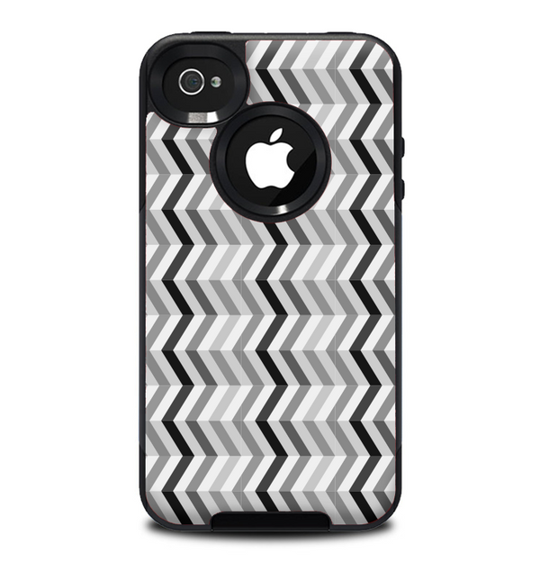 The Black and White Thin Lined ZigZag Pattern Skin for the iPhone 4-4s OtterBox Commuter Case
