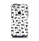 The Black and White Travel Collage Pattern Apple iPhone 5c Otterbox Commuter Case Skin Set