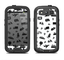 The Black and White Travel Collage Pattern Samsung Galaxy S3 LifeProof Fre Case Skin Set