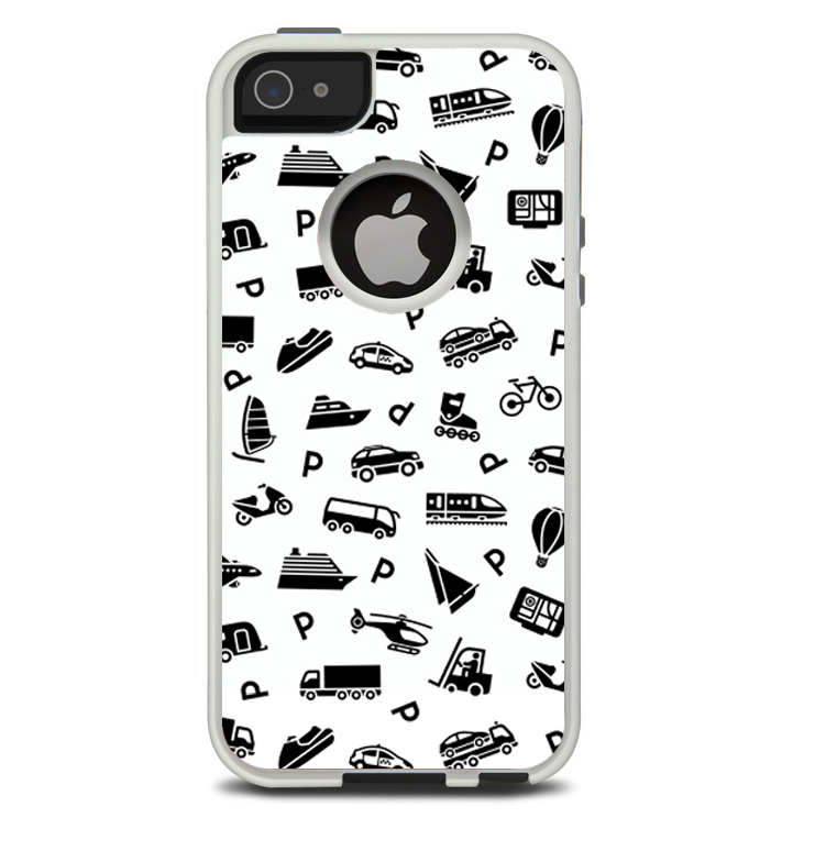 The Black and White Travel Collage Pattern Skin For The iPhone 5-5s Otterbox Commuter Case