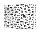 The Black and White Travel Collage Pattern Skin Set for the Apple iPad Mini 4