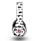 The Black and White Travel Collage Pattern Skin for the Original Beats by Dre Studio Headphones