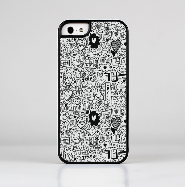 The Black and White Valentine Sketch Pattern Skin-Sert Case for the Apple iPhone 5/5s