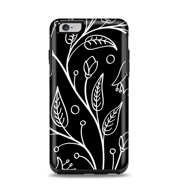The Black and White Vector Branches Apple iPhone 6 Plus Otterbox Symmetry Case Skin Set