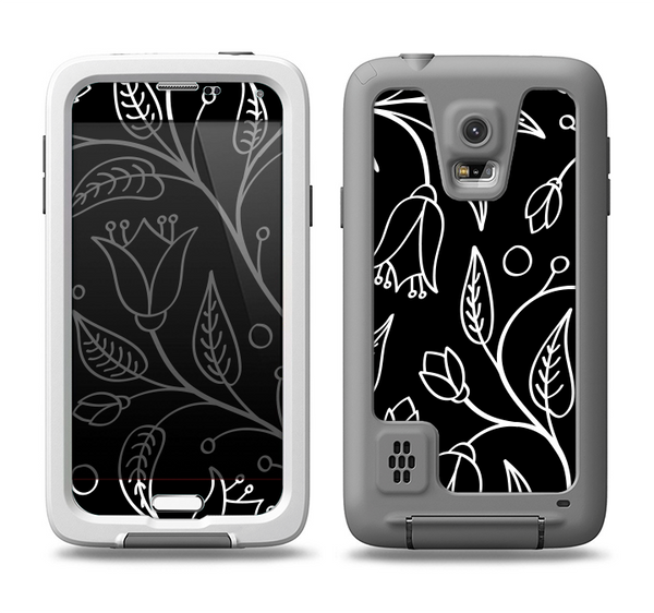The Black and White Vector Branches Samsung Galaxy S5 LifeProof Fre Case Skin Set