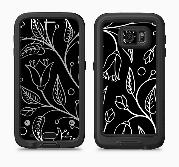 The Black and White Vector Branches Full Body Samsung Galaxy S6 LifeProof Fre Case Skin Kit
