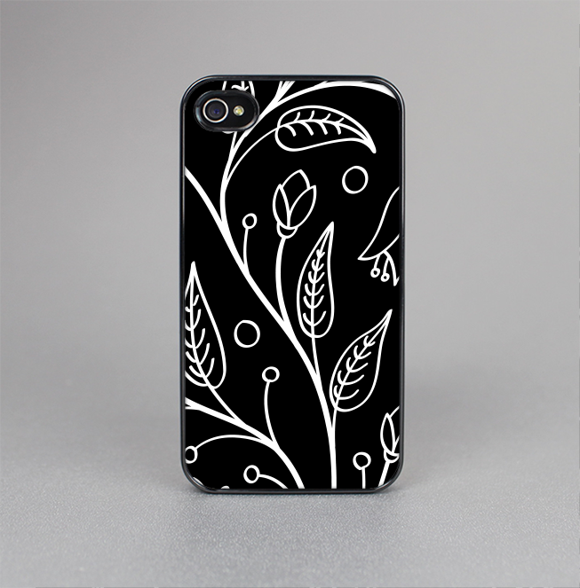 The Black and White Vector Branches Skin-Sert for the Apple iPhone 4-4s Skin-Sert Case