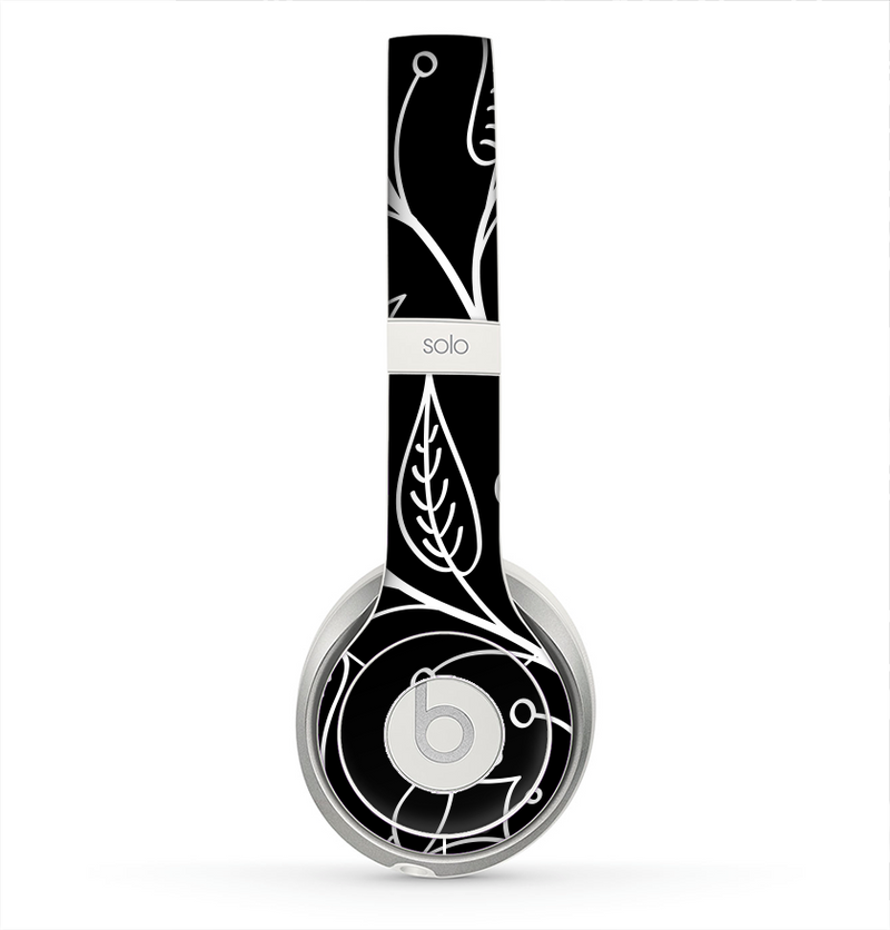 The Black and White Vector Branches Skin for the Beats by Dre Solo 2 Headphones