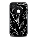 The Black and White Vector Branches Skin for the iPhone 4-4s OtterBox Commuter Case