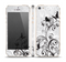 The Black and White Vector Butterfly Floral Skin Set for the Apple iPhone 5s