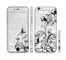 The Black and White Vector Butterfly Floral Sectioned Skin Series for the Apple iPhone 6s Plus