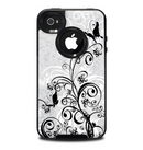 The Black and White Vector Butterfly Floral Skin for the iPhone 4-4s OtterBox Commuter Case