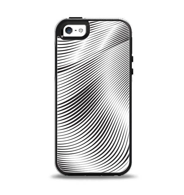 The Black and White Wavy Surface Apple iPhone 5-5s Otterbox Symmetry Case Skin Set