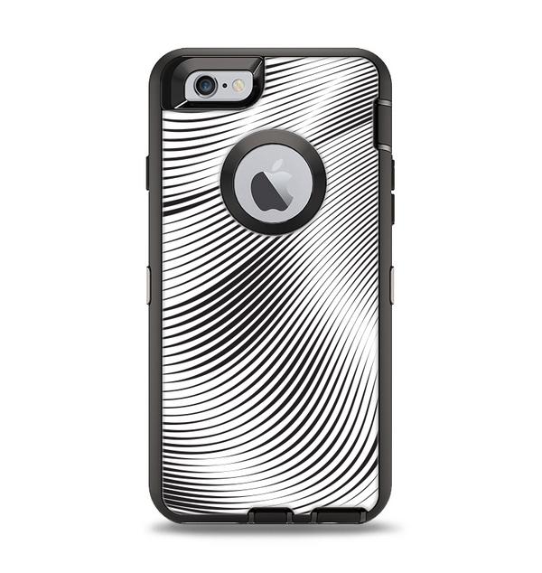 The Black and White Wavy Surface Apple iPhone 6 Otterbox Defender Case Skin Set
