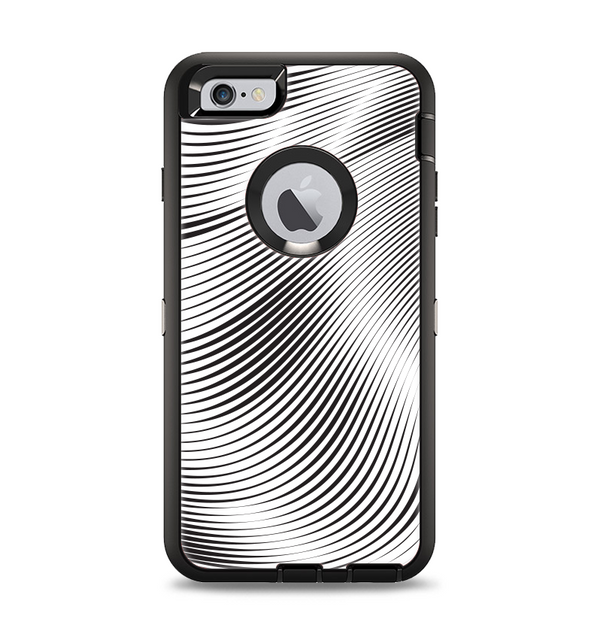 The Black and White Wavy Surface Apple iPhone 6 Plus Otterbox Defender Case Skin Set
