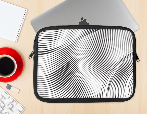 The Black and White Wavy Surface Ink-Fuzed NeoPrene MacBook Laptop Sleeve