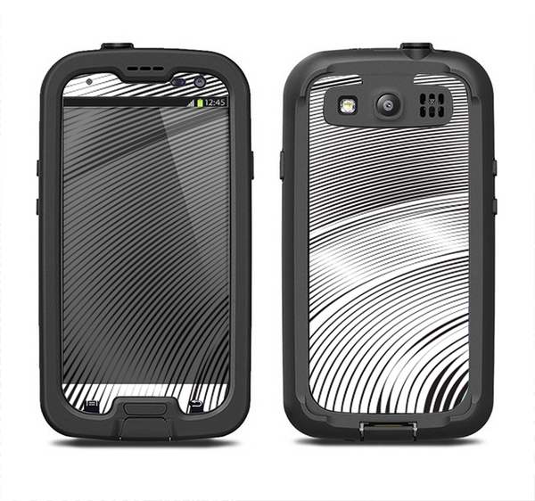 The Black and White Wavy Surface Samsung Galaxy S3 LifeProof Fre Case Skin Set